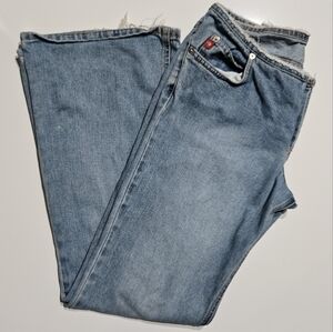 Mudd Mom Jeans Light Wash Raw Hem Women’s Size 11 Mid Rise.